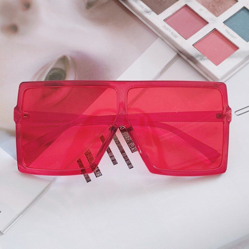 C60 Glossy Red MultiBig Flat Frame Sunglasses Women Leopard Ladies Shades 2019 Big Frame Sun Glasses Female UV400 Protection