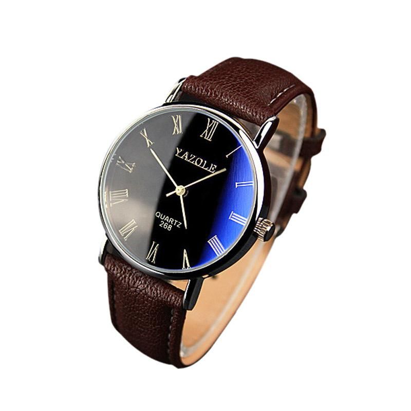 【BestGO】Fashion Luxury Faux Leather Mens Quartz Analog Watch