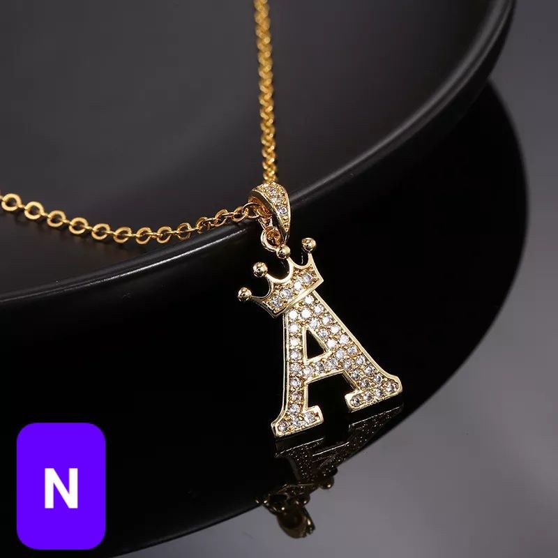 Royal Alphabet Letters Pendant Necklace for Women, Chain Necklace Simple Femme Neck Jewelry Chain Locket for Girls, Name Word Necklaces for Party, Wedding, Dating, Festivals, Birthday
