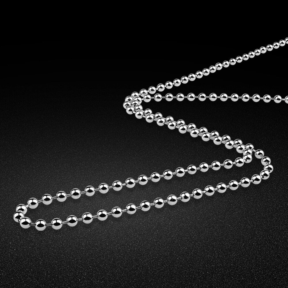 Neutral 925 Sterling Silver Necklace Simple Ball Necklace Solid Silver Belt Single Necklace Fit Pendant Charm Pendant best gift