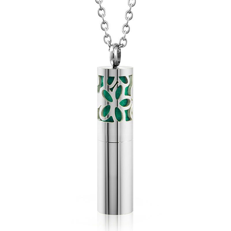 316l Stainless Steel Round Essential Oil Diffuser Necklace Fashion Aromatherapy Pendant With Free Pads LSJH01-05
