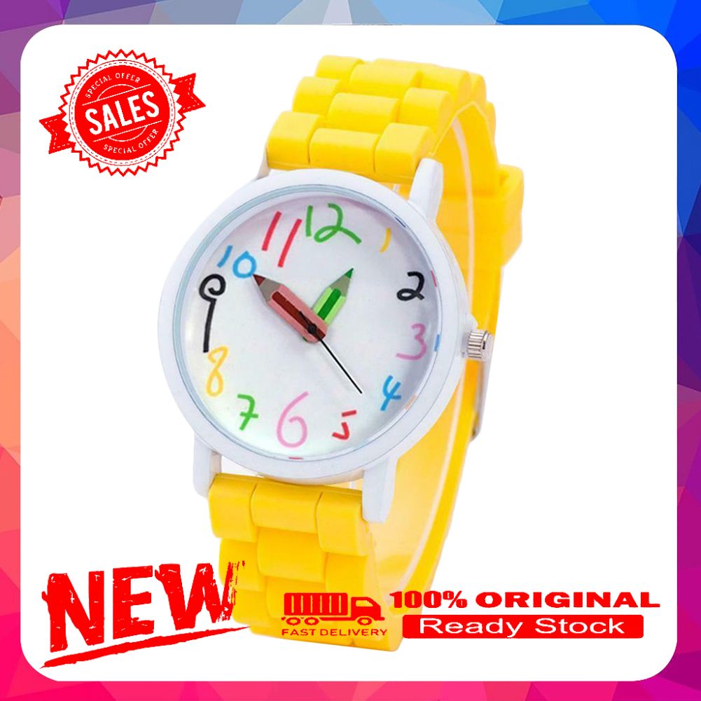 Cartoon Children Kids Round Dial Silicone Strap Analog Quartz Wrist Watch Gift