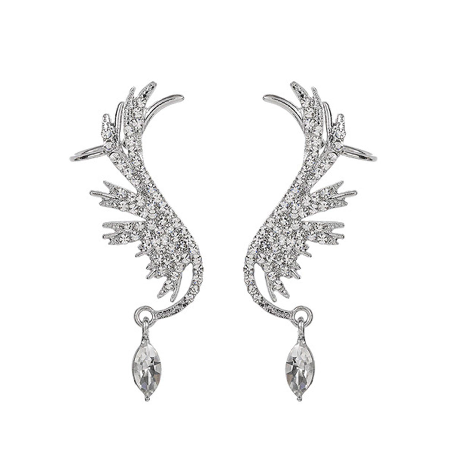 Dangle Earrings Simple Rhinestone Hanging Dangle Clip Earrings