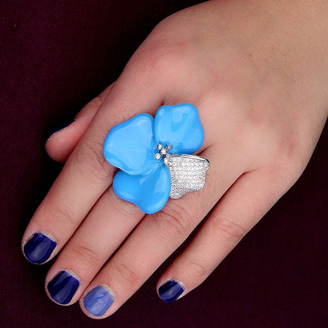 GODKI 45mm 4 Leaf Lucky Flower Luxury Begonia Flowers Cubic ZirconiaEngagement Ring For Women Glitter Elegant Hand Made Ring