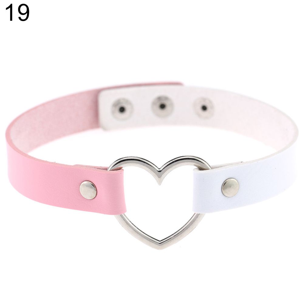 Women's Punk Faux Leather Love Heart Collar Choker Necklace Jewelry Charm Gift