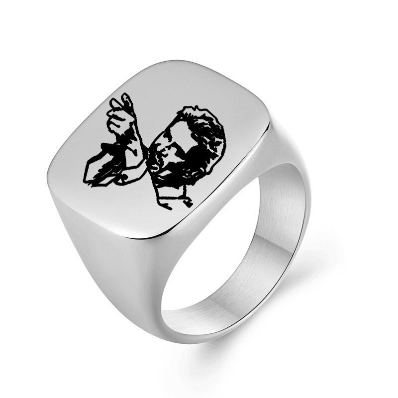 13 Style Johnny Hallyday Rings Silver Color Black Stainless Steel Jewelry Man 2019 Punk Guitar Ring Jewellery Accessories Gift
