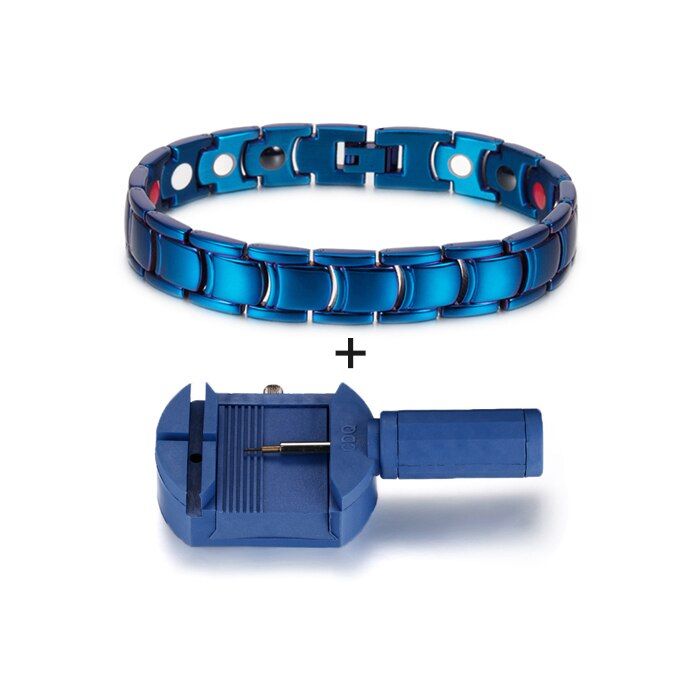 Vinterly Blue Magnetic Bracelet Men Stainless Steel Energy Germanium Bracelet Male Punk Steel Magnetic Bracelet for Men Women