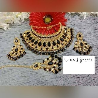 Indian Unique Design Necklace Earring & Tikli Set