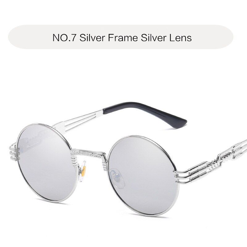NO 7YOOSKE Gothic Steampunk Sunglasses Men Metal Wrap Round Eyeglasses Women Brand Designer Shades Sun glassesUV400