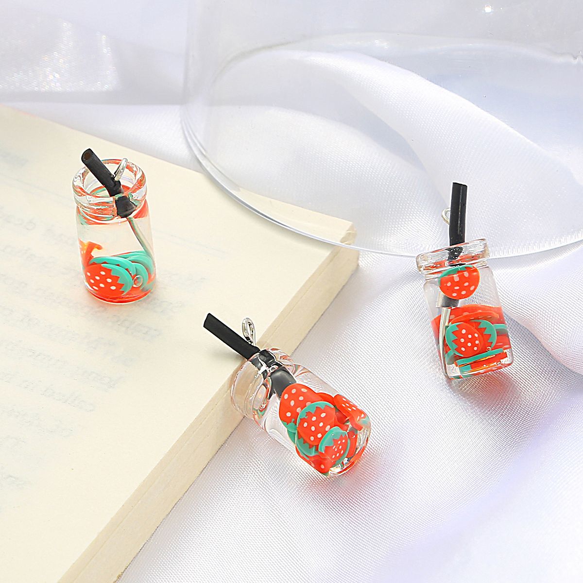 Resin Charms Bubble Tea Fruit Juice Cup Bottle Pendant Making DIY Earrings Necklace Key Chain