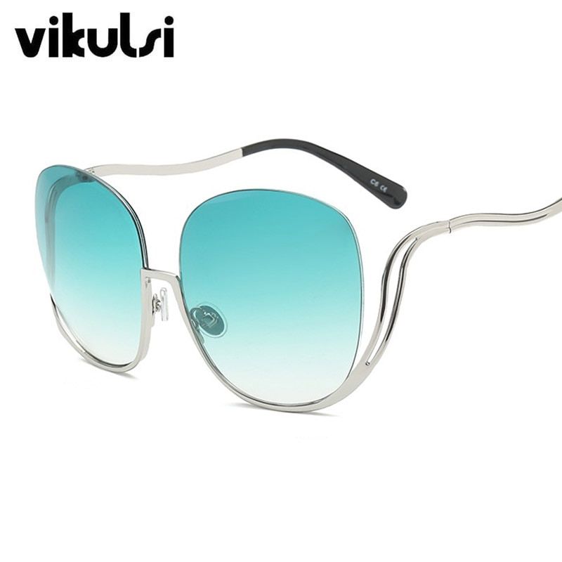 D137 clear green2017 Rimless Gradient Sunglasses Women Luxury Brand Designer Oversized Round Sun Glasses Ladies Gradient Shades Clear Eyewear