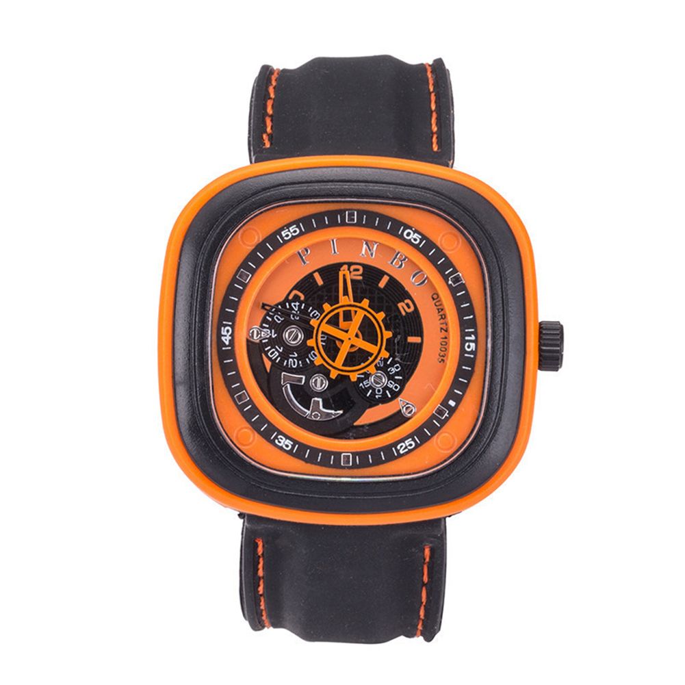 Sport Men's Large Square Dial Silicone Strap Analog Quartz Wrist Watch Decor