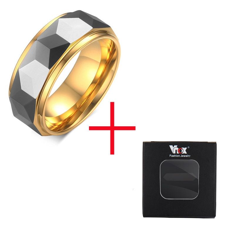 VNOX  Tungsten Men Ring Wedding Male Jewelry Gold Color 8mm Width Dropshipping