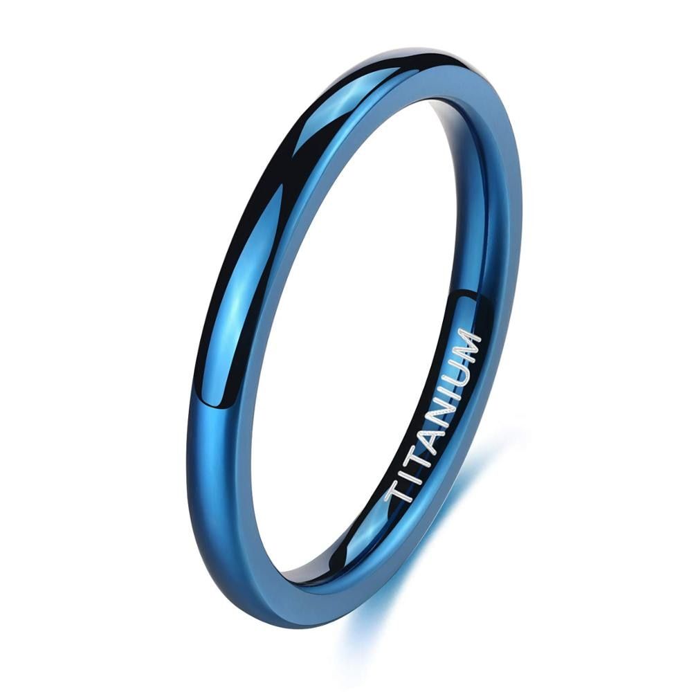 Tigrade High Polished Thin Man Women Blue Black Silver Color Wedding Rings Engagement Band bague Female Jewelry