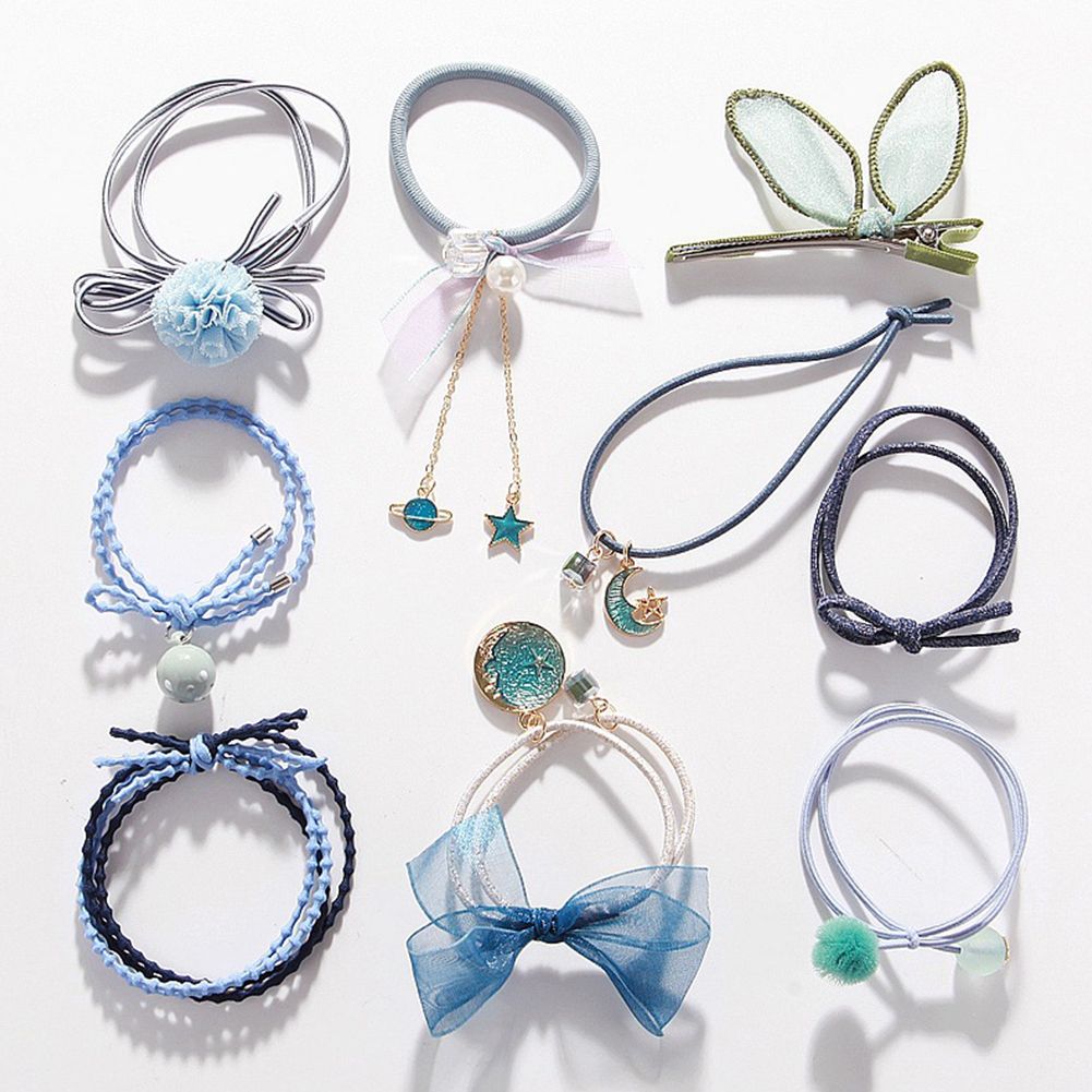 Yfashion 9pcs/set Women irl Delicate Sweet Style Rubber Hair Band Headwear