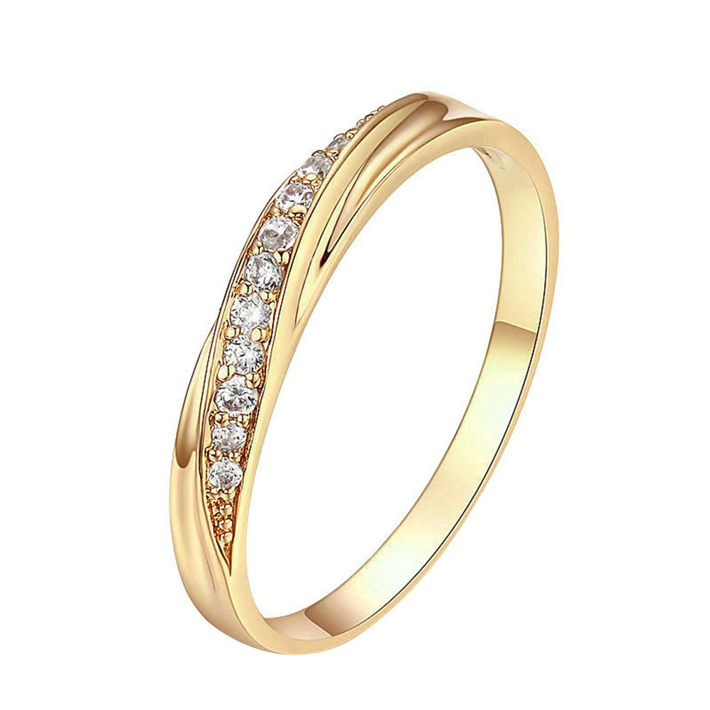 Round Cubic Zirconia Inlaid Women Wedding Engagement Finger Ring Jewelry Gift
