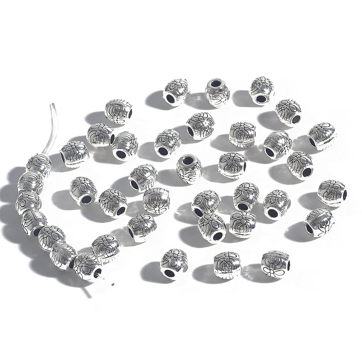 20~50Pcs European Beads Big Hole Beads Mixed Size Tibetan Silver color Spacer Beads Plated For Charm Bracelets Making DIY