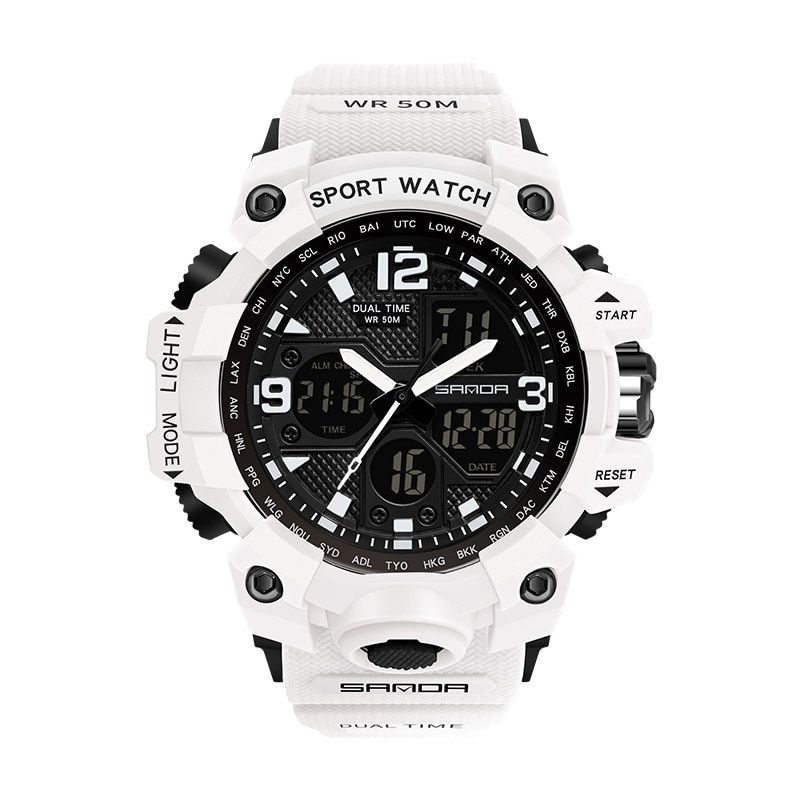 Sanda Watch Outdoor Telecontrol Multifunction Electronic Watch Double Display Waterproof Men's and Women's Watches