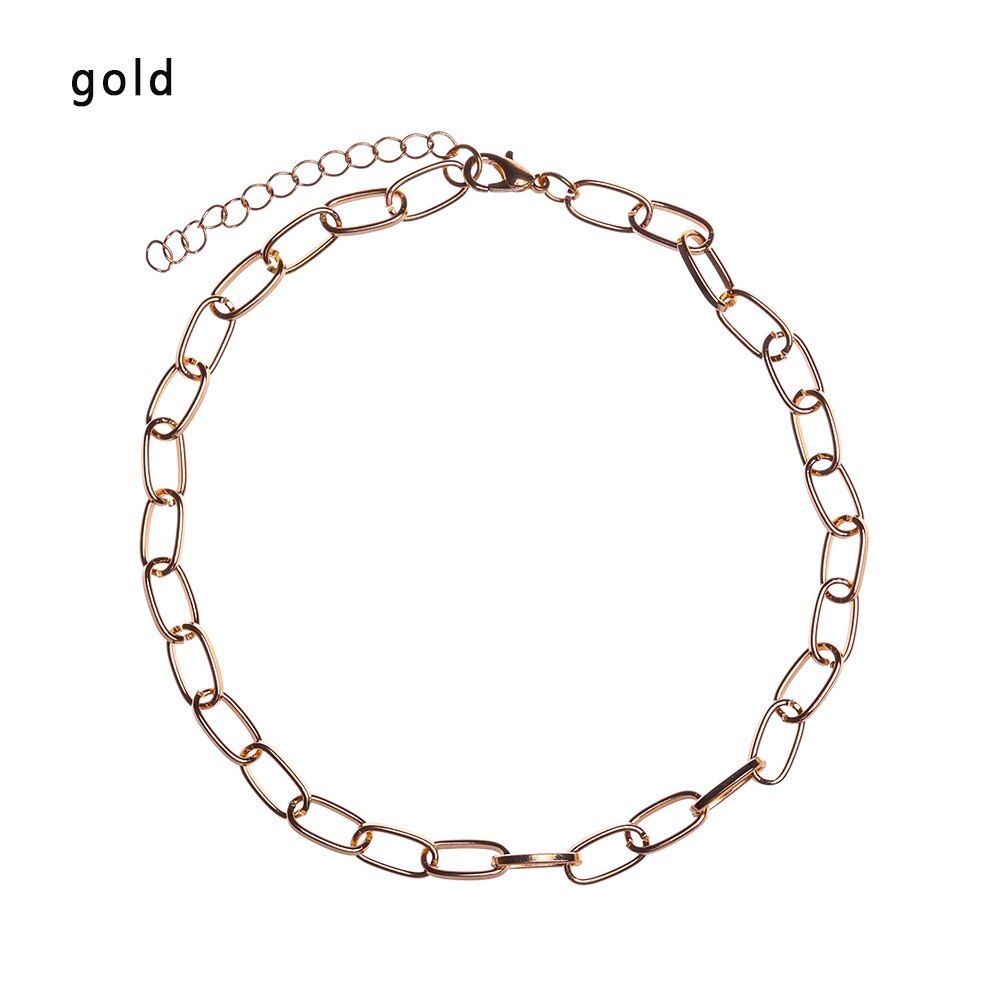 Aluminium Statement Necklace Women Fashion Vintage Short Chain Punk Trendy Choker Necklace Geometric Jewelry Gold Silver Color