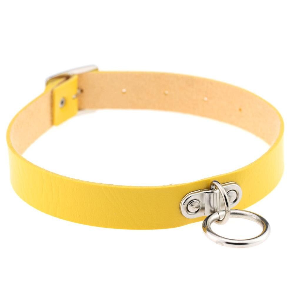 Trendy Bijoux Women Men Jewelry Cool Punk Goth Rivet Harajuku Choker Necklace Leather Collar Round Metal Pendant Anime Necklaces