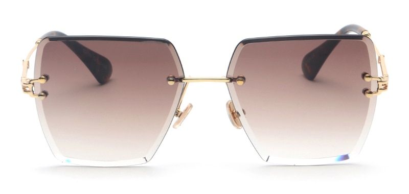 gradient brownPeekaboo rimless square sunglasses women 2018 metaldesigner multicolor sun glasses for women gift uv400