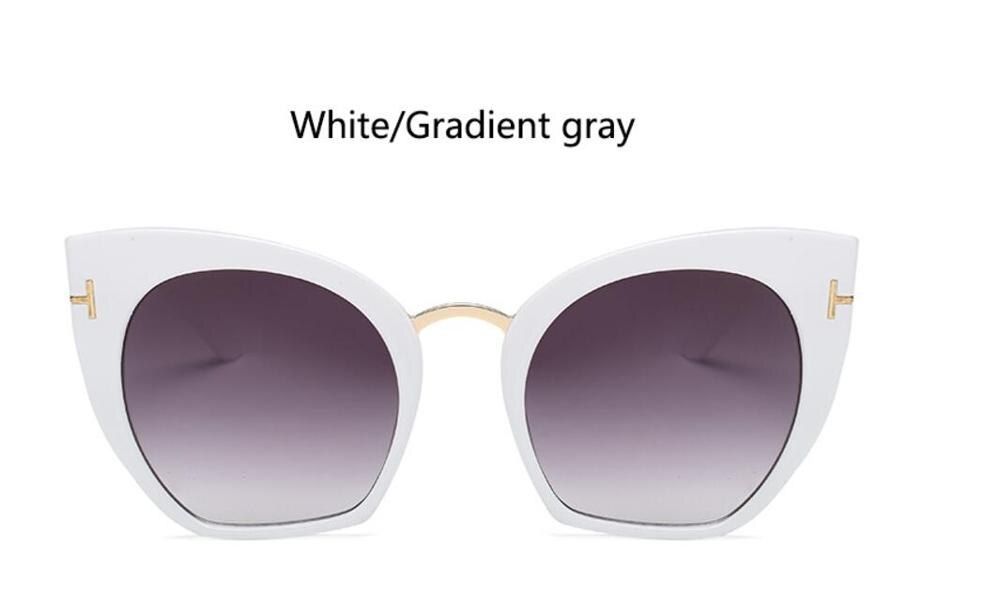 white gradient grayShiny Black Cat Eye Sunglasses Fashion Brand Women Gradient Lens Big Glasses Oversize Shades Luxury Designer Lunettes sol Oculos