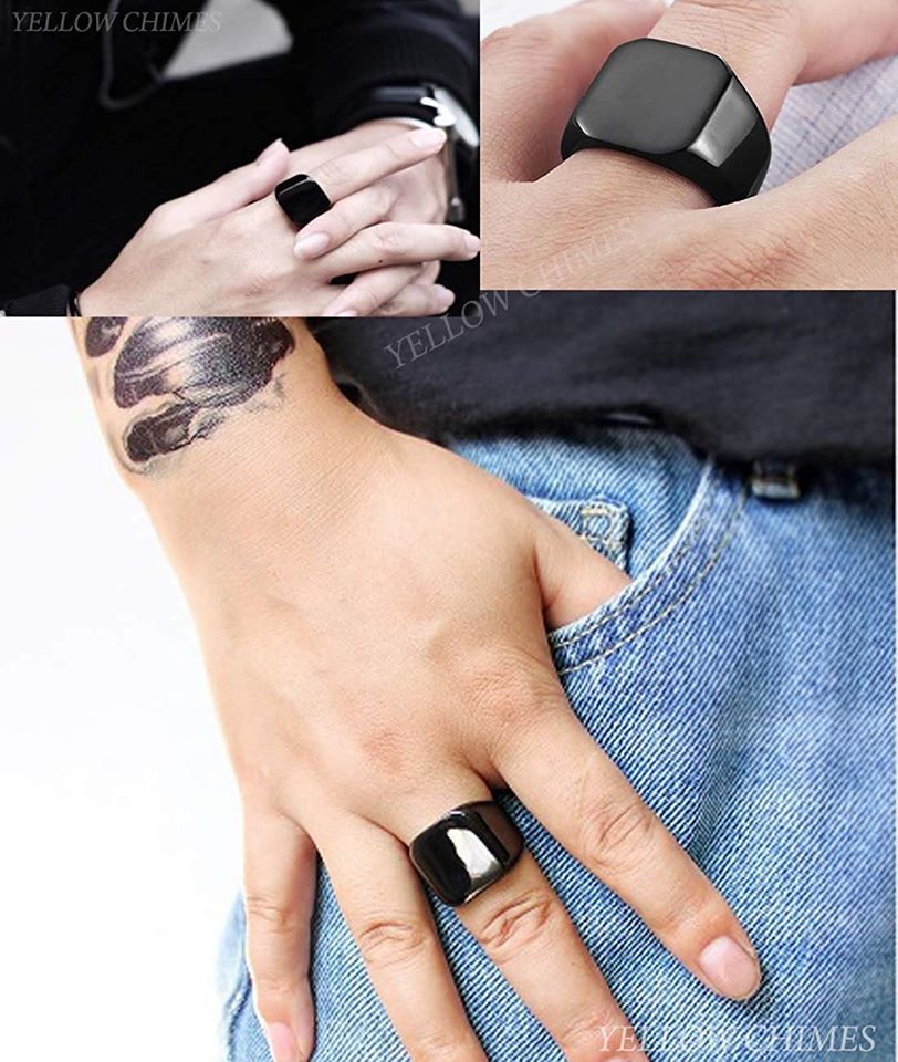Black Stainless Steel Finger Ring Men
