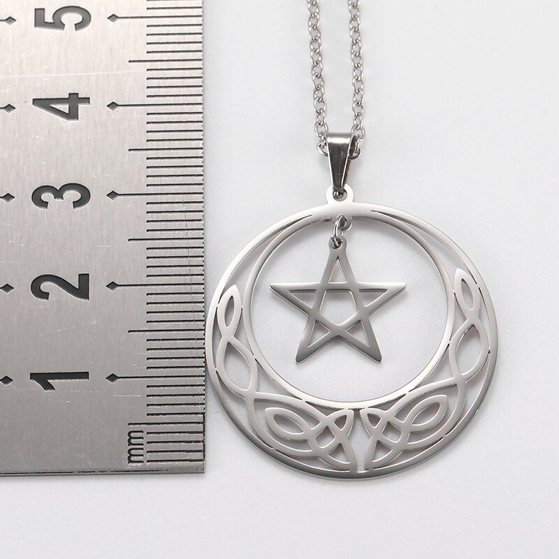 Unift Vintage Magic Pentagram Amulet Pendant Necklace Irish Celtics Unisex Chain Choker Necklace Wicca Witchcraft Jewelry