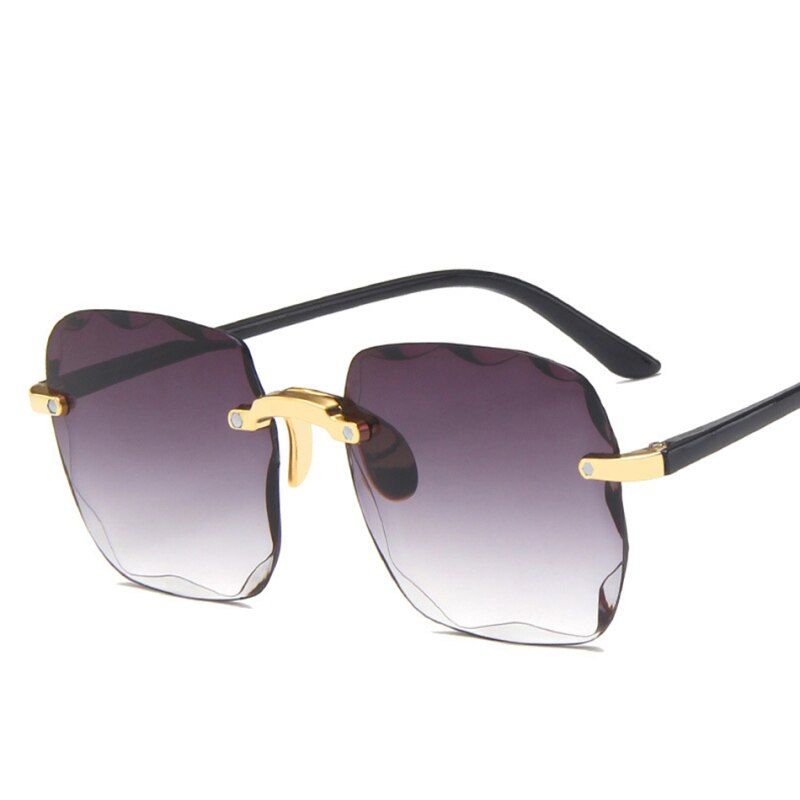 FSHWH0079GY00TTLIFE 2020 Square Rimless Sunglasses Women Luxury Brand Designer Summer Glasses Fashion Sun glasses For Men UV400 Shades Oculos