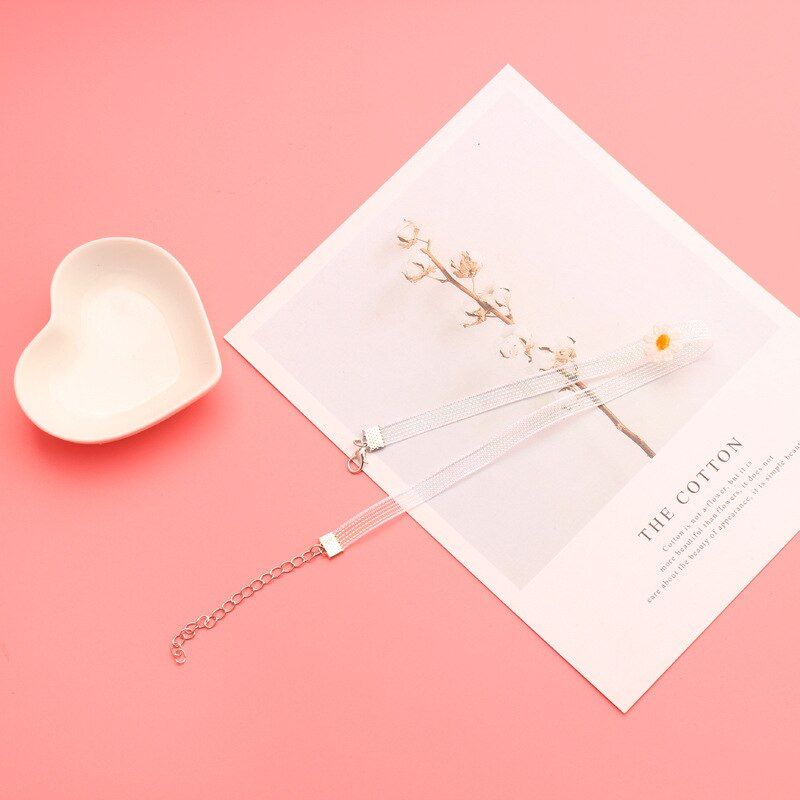 HUANZHI 2020 New Korean Sweet Romantic Choker Pink Spring Knit Flower Rose Necklace for Women Girls Party Jewelry Holiday