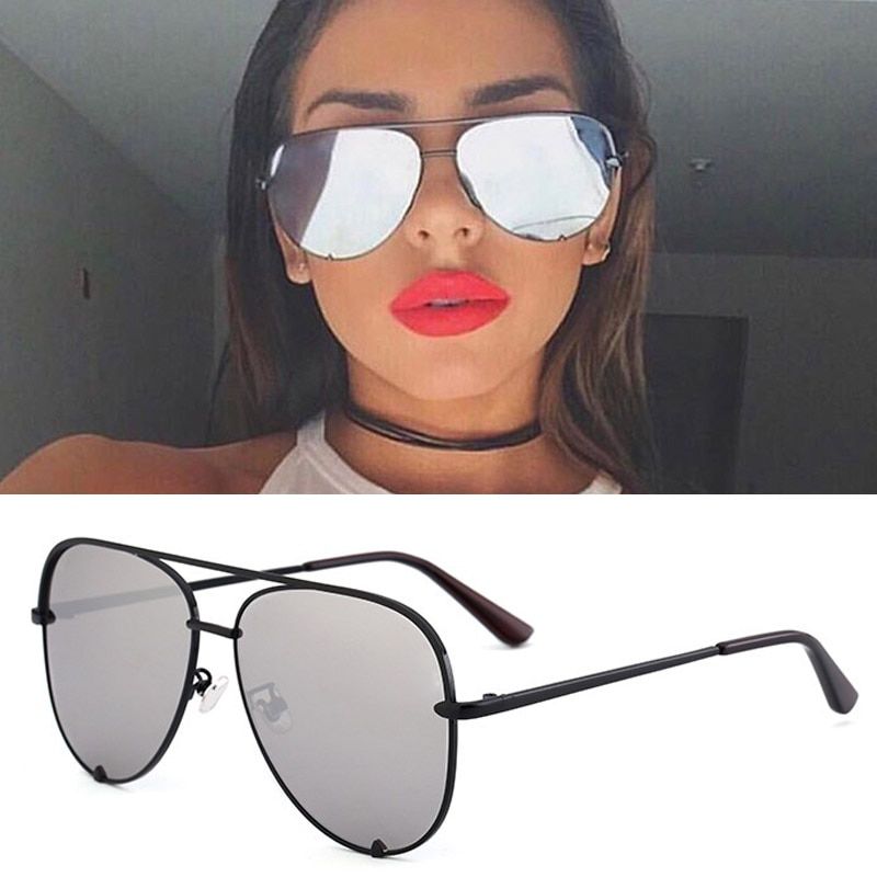 Flat Top Aviation Sunglasses Women UV400 Retro Brand Designer Luxury Mirror Sun Glasses For Female Ladies Metal Frame Eyewear