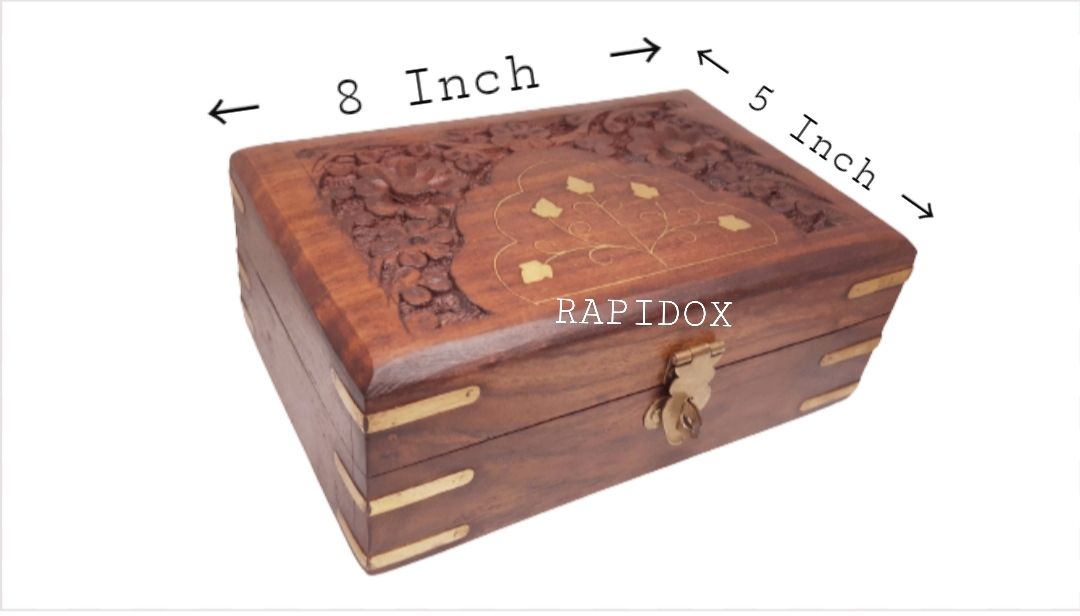 Joypuri Carving Wooden Jewellery Box, Perfume Box , Gift Box .Size- 8 inch x 5 inch x 2.5 inch