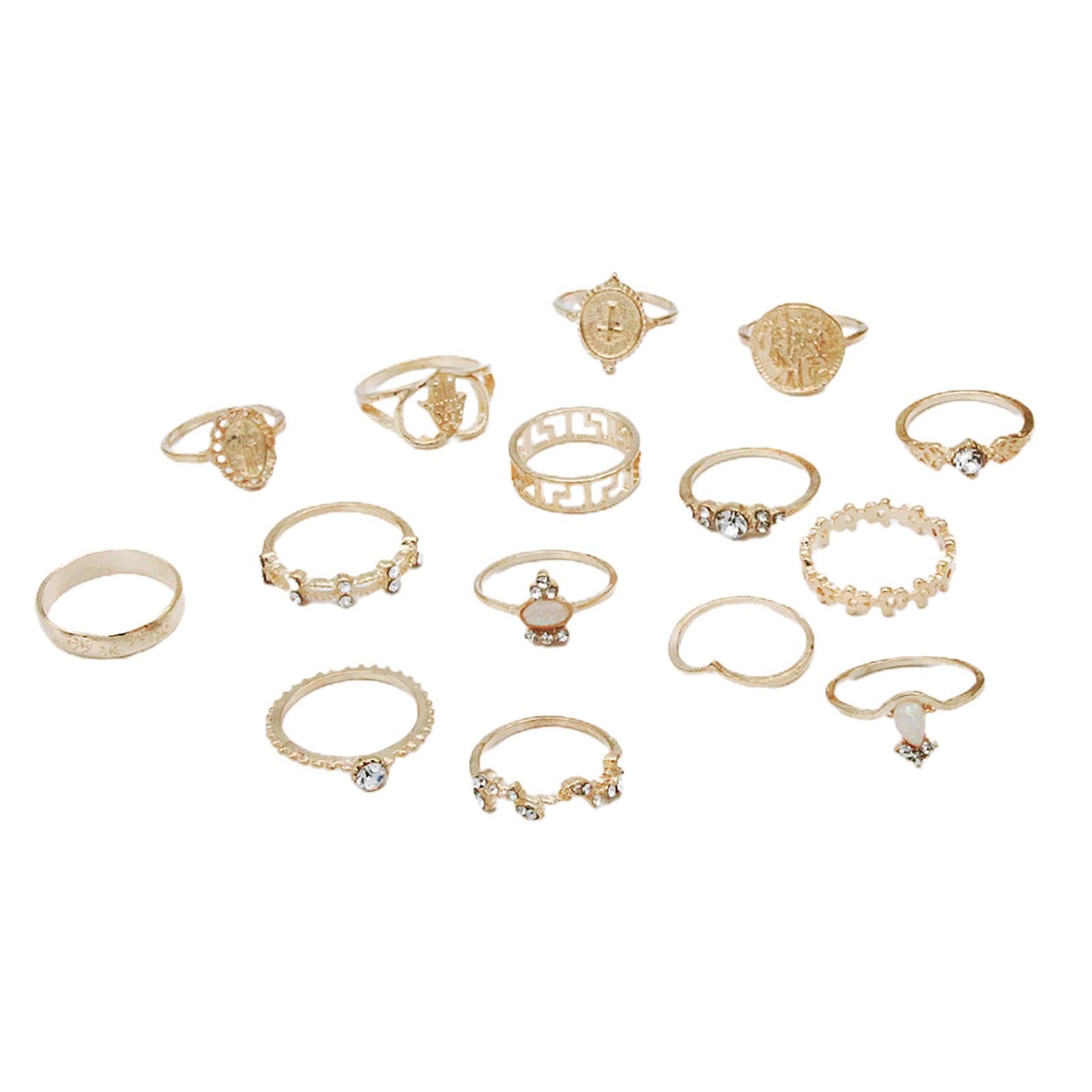 Finger Rings Twist Rhinestone Flower Pattern Finger Rings