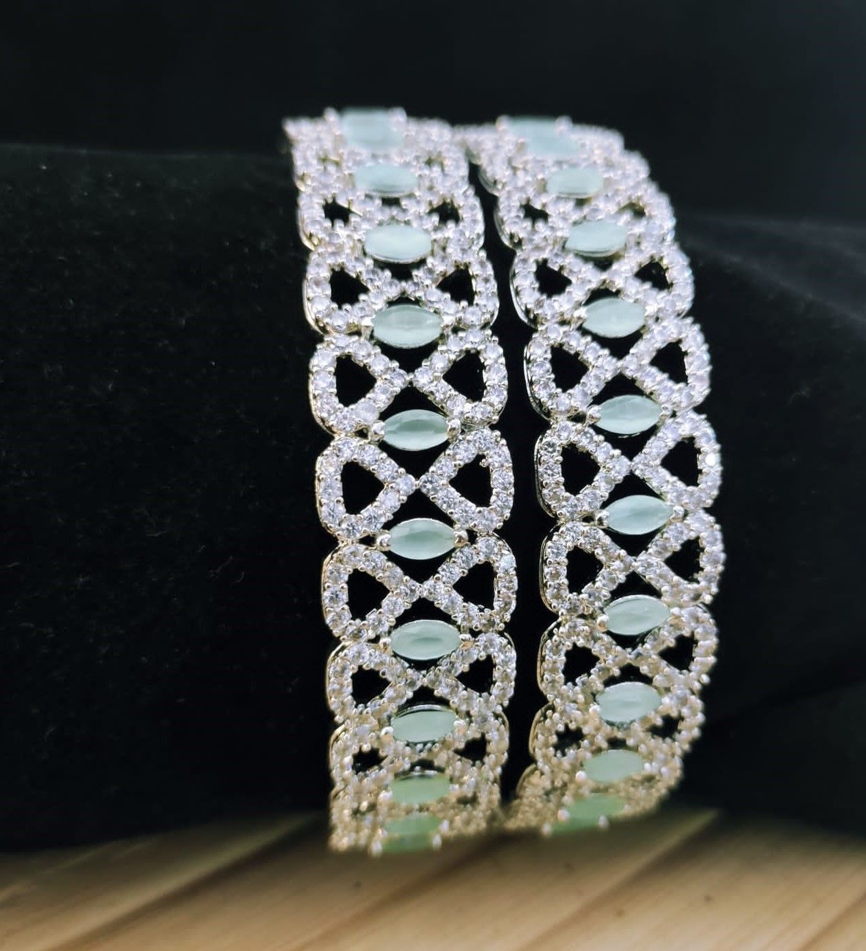 Mint color diamond cut bangle ladies party wear  new design fashionable wedding gifted  women