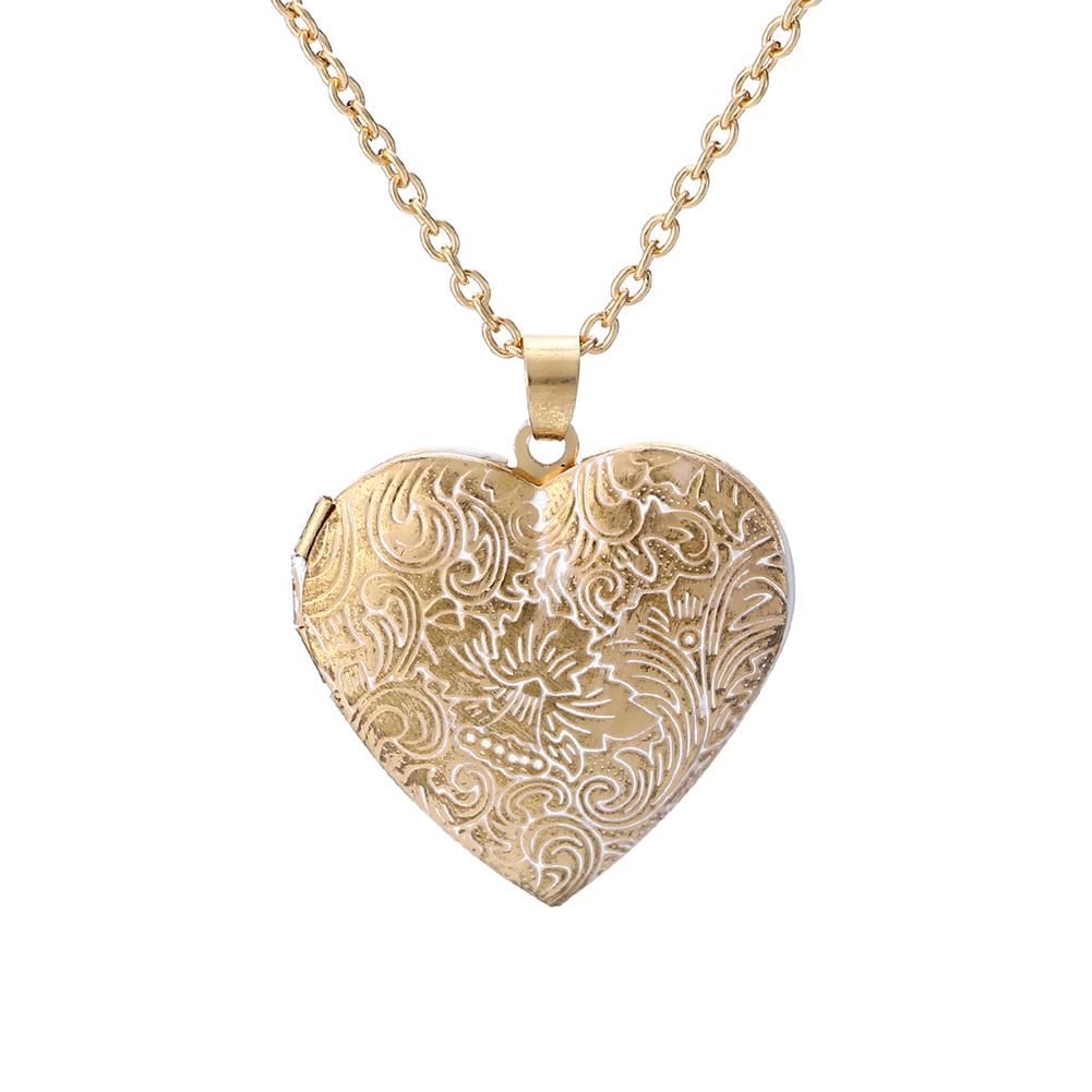 Woman Man Bronze Heart Friend Photo Picture Frame Locket Pendant Chain Necklace