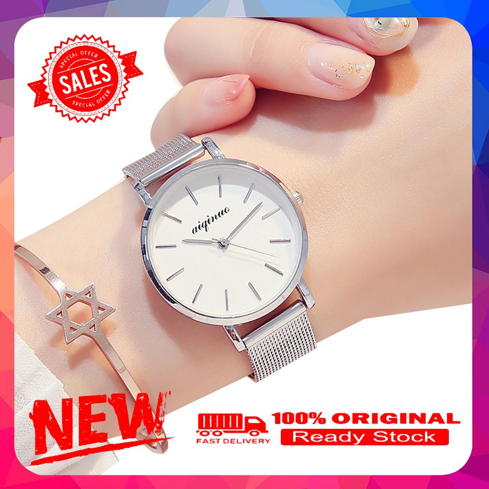 Fashion Female Alloy Strap Round Dial No Numbers Quartz Analog Wrist Watch Gift