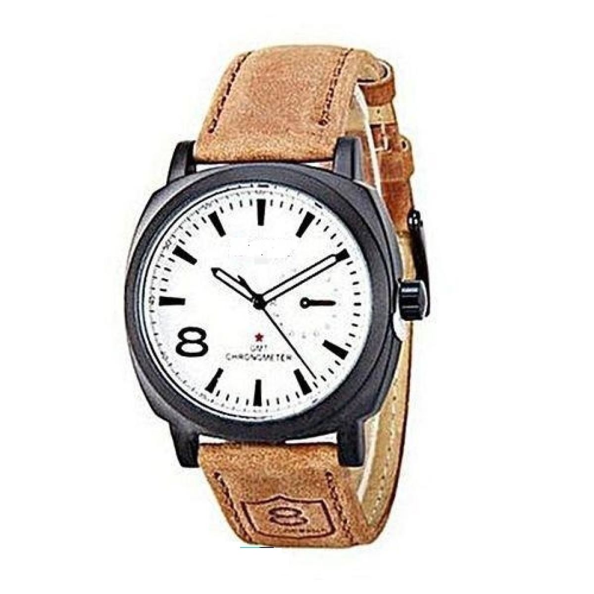 Leather Analog Watch for Men - Brown