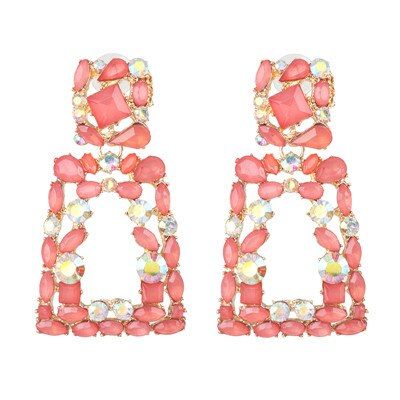 FASHIONSNOOPS Fashion ZA Multi-Color Crystal Drop Earrings Women Luxury Maxi Statement Earrings Wedding Party Jewelry Wholesale