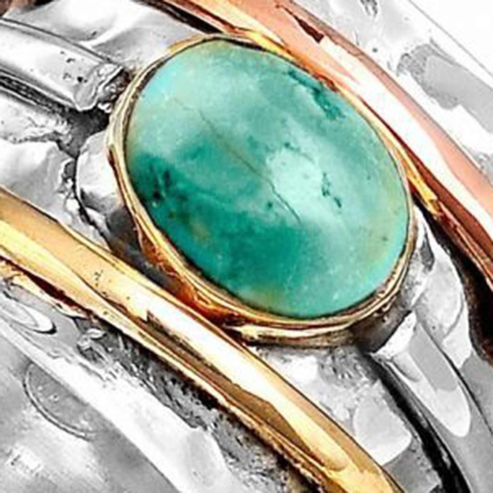 Finger Ring Exquisite Turquoises Three Colored Finger Ring