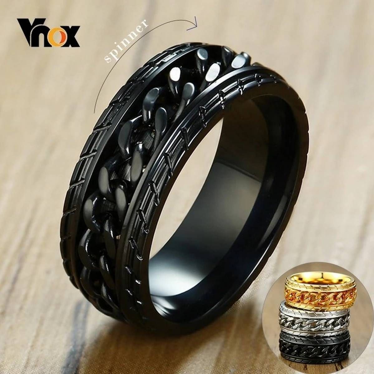 Fashion Men Black Stainless Steel Rings
