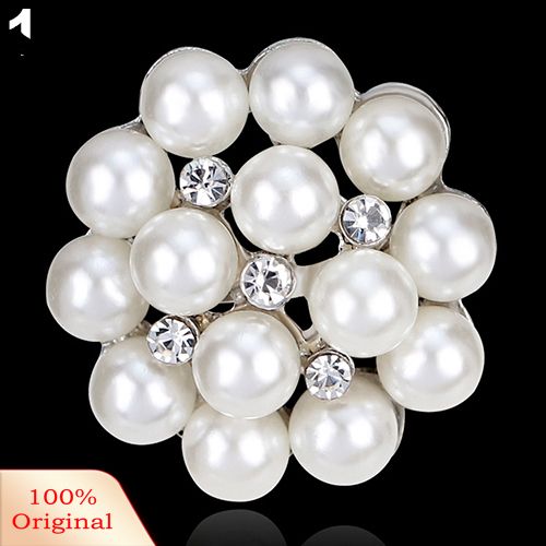 Flower Rhinestone Imitation Pearl Brooch Pin DIY Bridal Wedding Bouquet Decor