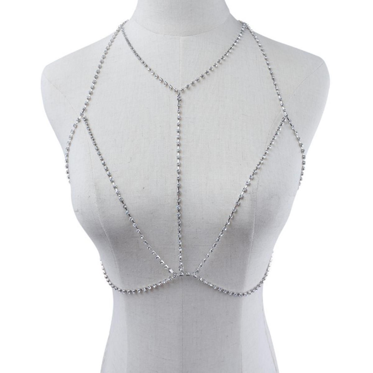NEW Jewelry Harness Bikini Body Chain Crystal Necklace Stylish Rhinestone Bra