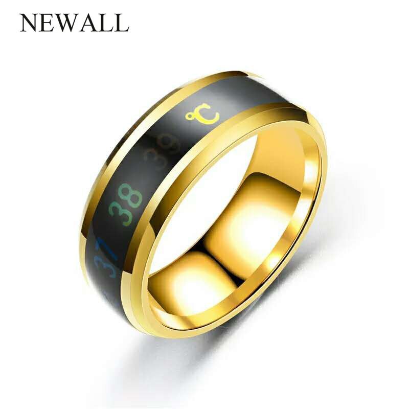 CXQA Fashion Intelligent temperature measuring ring Stainless steel simple creative Couple jewelry Mood Ring Changing Color