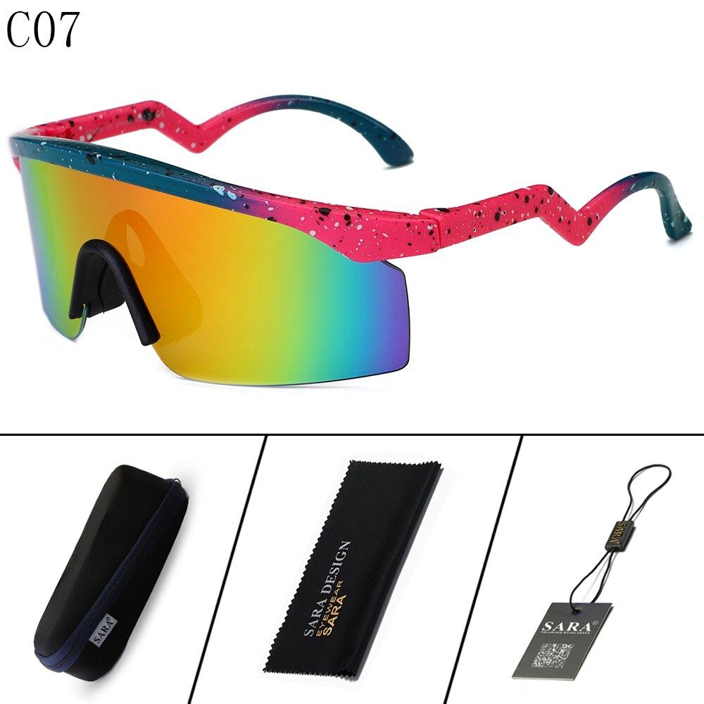 C7With Hard CaseSARA 2021 Sunglasses Women Outdoor Sports Sun Glasses Men UV400 Eyewear Mirror Lens Shades gafas de sol With Box