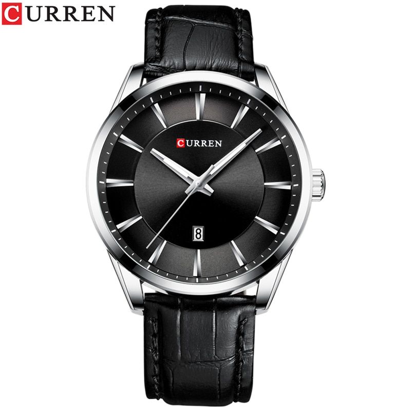 CURREN Quartz Watches for Men Leather Strap Male Wristwatches Top Luxury Brand Business Men's Clock  45 mm Hombres