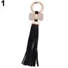 Women Bow Faux Leather Tassels Car Keychain Lovers Key Ring Bag Chain
