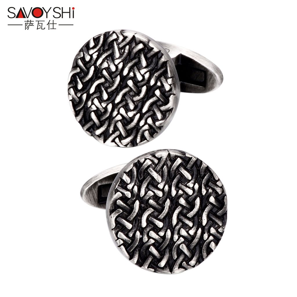 SAVOYSHI Brand High-Quality men's shirt French cuff button quality antique round shape style Fashion Cufflinks