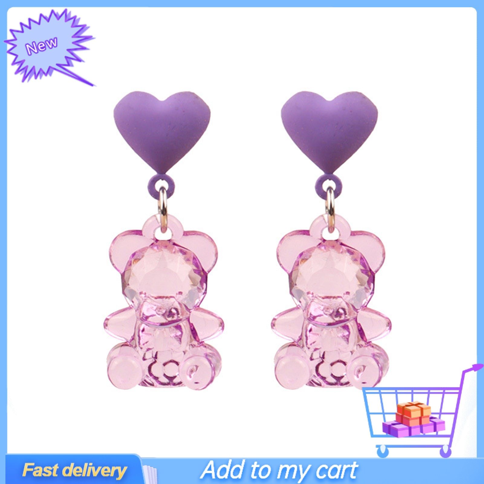 1 Pair Drop Earrings Bear Shape Chic Comfortable Cartoon Sweet Bear Earrings for Gift