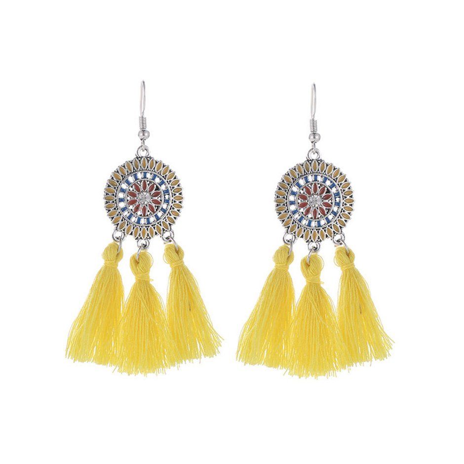 Female Eardrop Sunflower Tassels Dangle Girl Ear Hook Luxury Ear Pendants