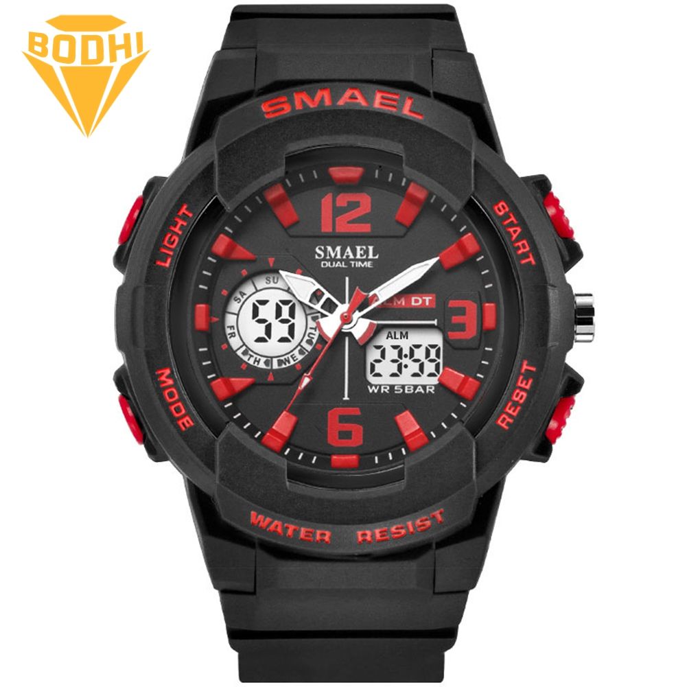 BODHI SMAEL Unisex Backlight Stopwatch Calendar Sports Quartz Digital Wrist Watch